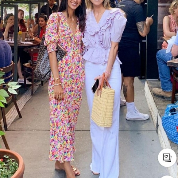 RIXO Dresses & Skirts - Rixo Target Micro Floral Puff Sleeve Midi Dress Size 4